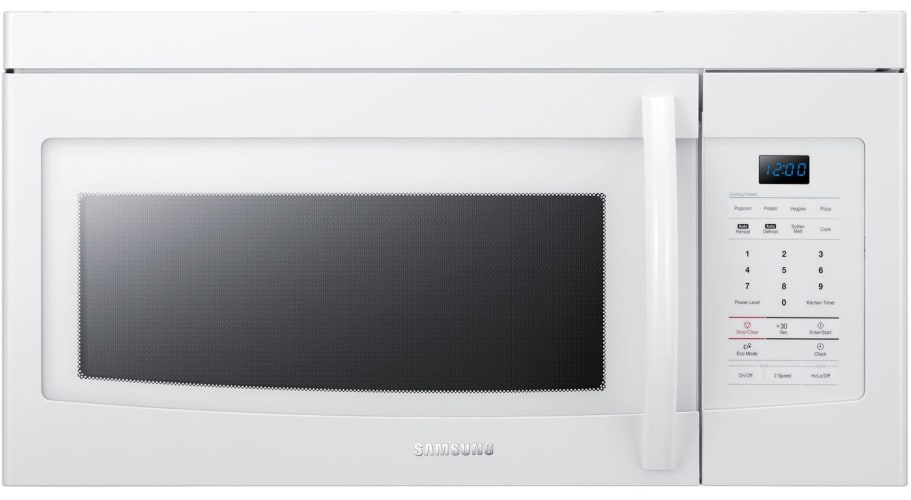 Samsung SMH1622W White Microwave 1.6 Cu. Ft. Capacity Over the Range Microwave Oven with Ventilation System and Cooktop Lighting